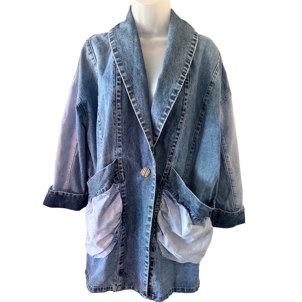 Pilcro and the Letterpress Patchwork Denim Oversized Jacket Colorblock XS - Picture 5 of 7
